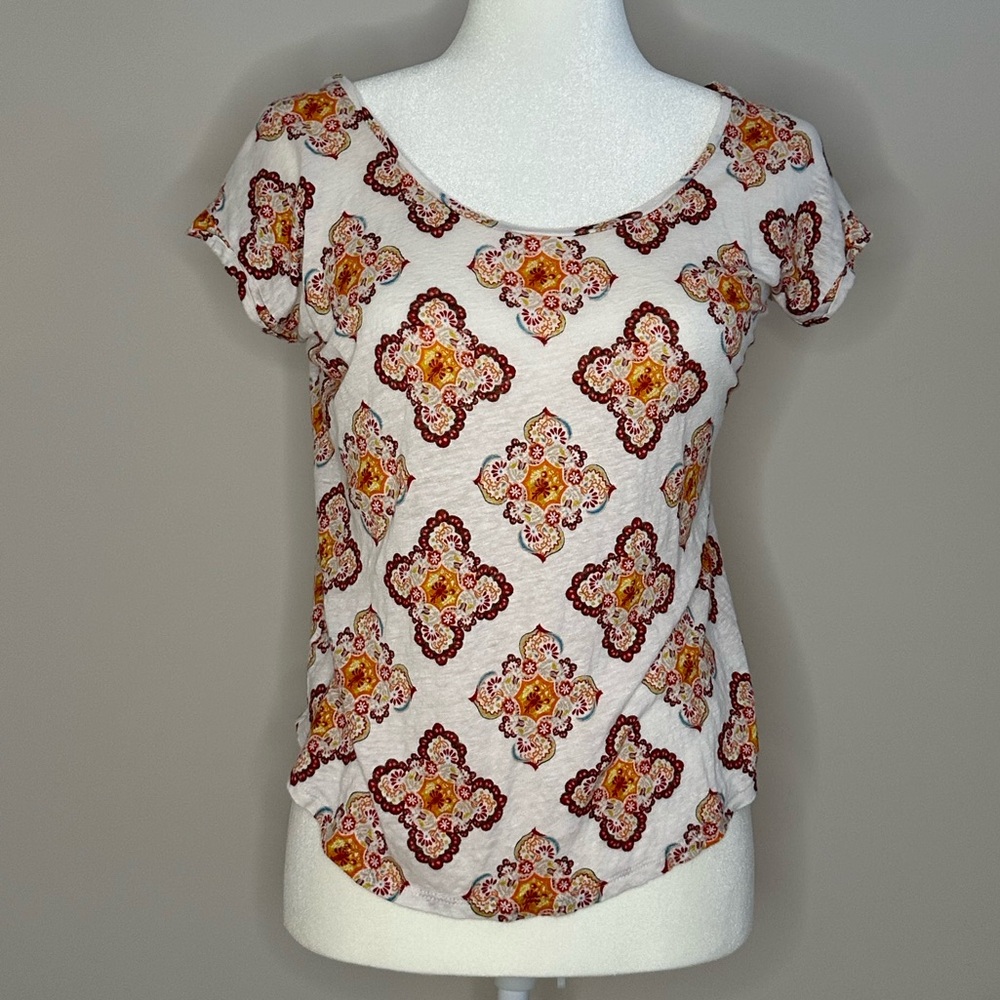 LOFT Multicolor Patterned Short Sleeve Top